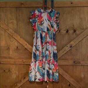 Colorful Dress with Ruffle Sleeves